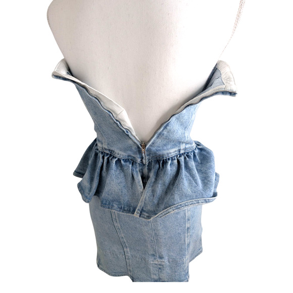 Isabel Marant Dolizi Strapless Denim Mini Dress Size 36 - Picture 7 of 9